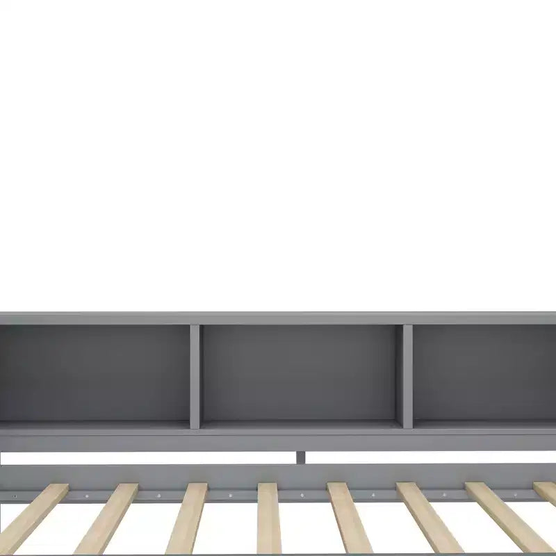 Lit de repos double/grand format avec lit gigogne, cadre de lit en bois avec bureau, tiroirs de rangement et étagères, pas besoin de sommier tapissier