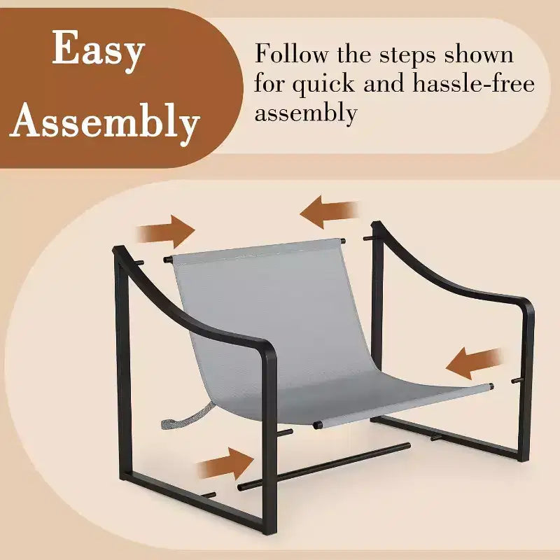 Fauteuil d'appoint moderne, fauteuil de lecture à cadre métallique avec accoudoirs, coussin en mousse souple, chaise longue rembourrée 127 kg pour salon, chambre, salle de détente
