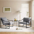 Fauteuil d'appoint moderne, fauteuil de lecture à cadre métallique avec accoudoirs, coussin en mousse souple, chaise longue rembourrée 127 kg pour salon, chambre, salle de détente