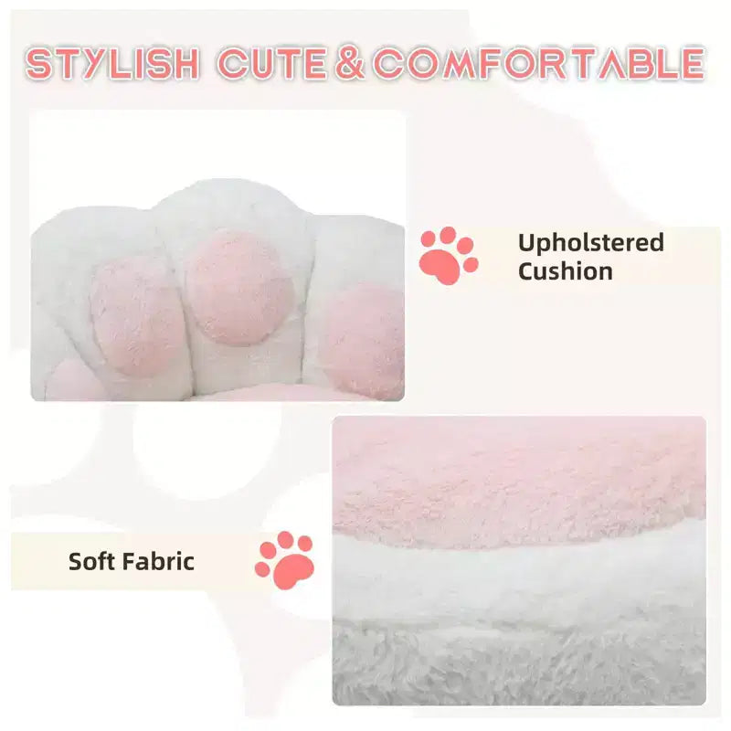 Chaise de bureau pivotante à 360° en forme de patte de chat blanche avec hauteur réglable, coussin moelleux et roulettes – Idéale pour la chambre, la salle de maquillage et le bureau à domicile.