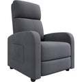 Linen Fabric Manual Recliner Chair, with Side Pocket, High Backrest, Thick Cushion, Adjustable Push Back Recliner, Lounge Chair for Living Room, Gray
