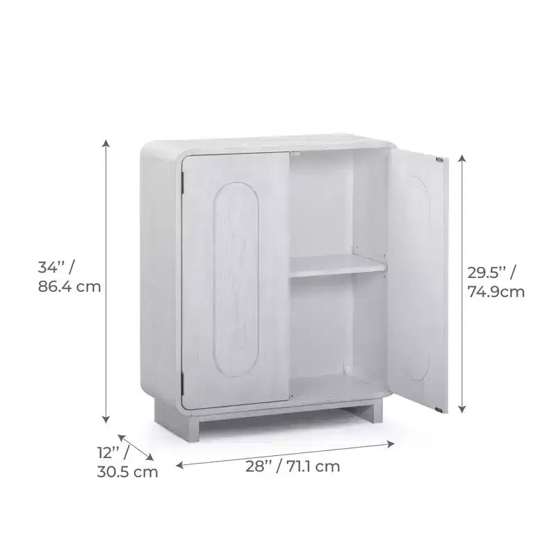 Buffet bas moderne à 2 portes avec étagère réglable et poignée encastrée