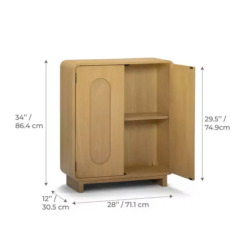 Buffet bas moderne à 2 portes avec étagère réglable et poignée encastrée
