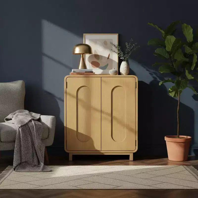 Buffet bas moderne à 2 portes avec étagère réglable et poignée encastrée