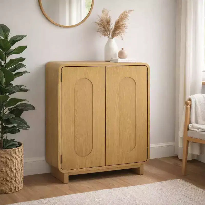 Buffet bas moderne à 2 portes avec étagère réglable et poignée encastrée