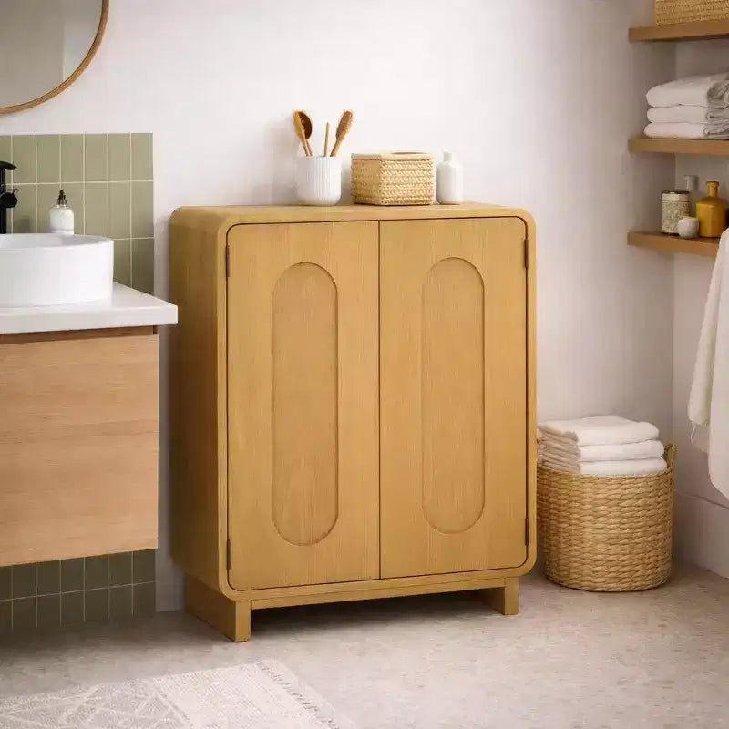 Buffet bas moderne à 2 portes avec étagère réglable et poignée encastrée