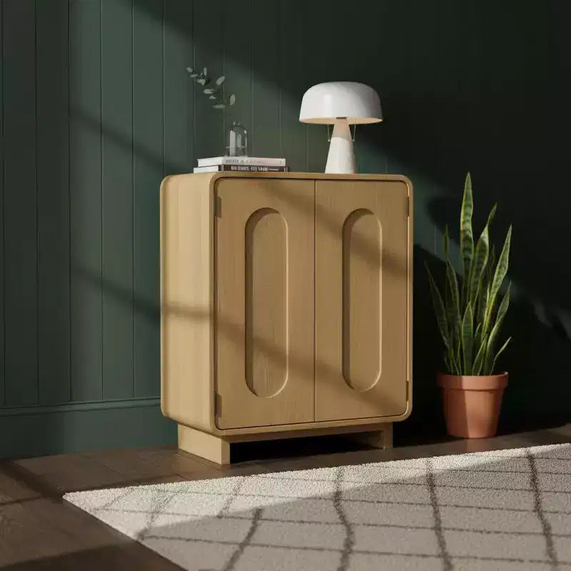Teamson Home Tenley Modern 2-Door Accent Cabinet with Adjustable Shelf & Recessed Door-Pull