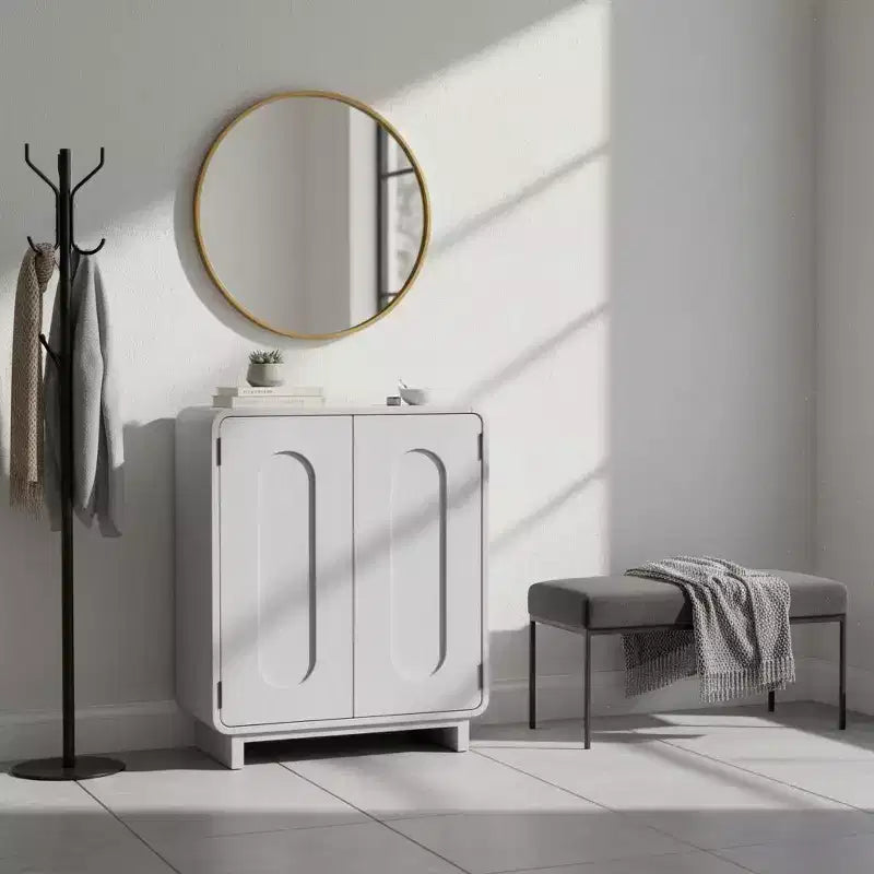 Buffet bas moderne à 2 portes avec étagère réglable et poignée encastrée