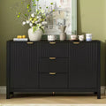 47 Modern Wave Sideboard Buffet, 3-Drawer Storage Cabinet with Fluted Texture, Soft-Close Doors, Gold Handles for Entryway - Panipeachy