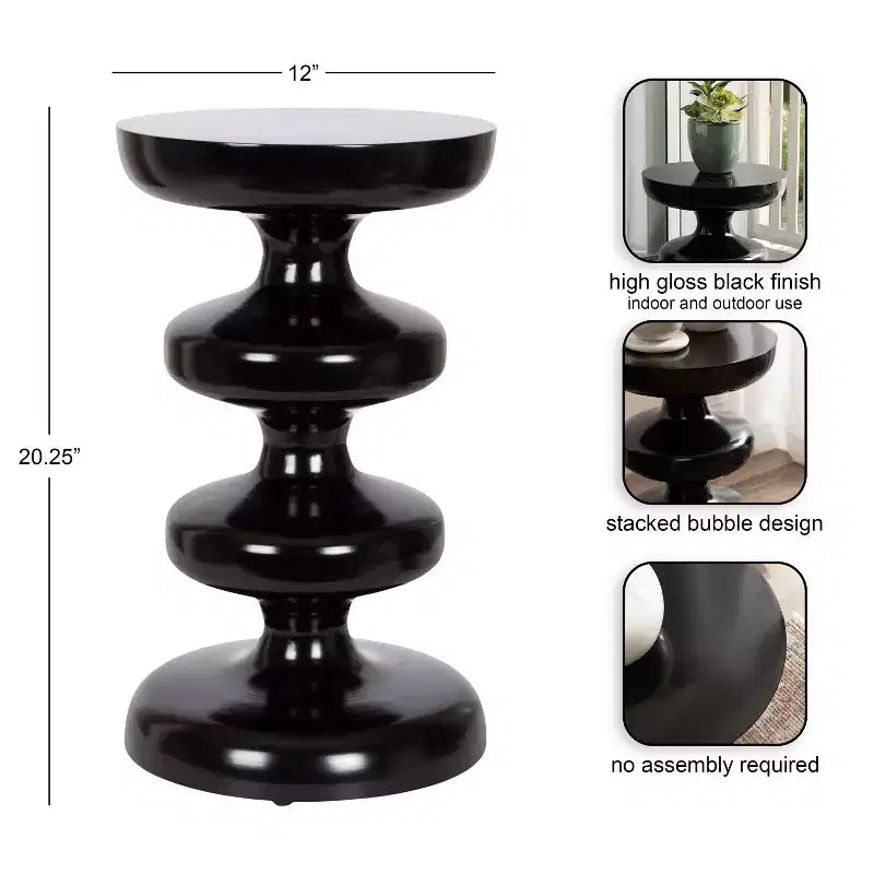 Table d'appoint ronde en métal « Modern Bubble » – Table d'appoint intérieur/extérieur