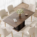 Lantine Rectangle Dining Table for 6, Modern Kitchen Table Set with Heavy Duty Base for Home Dining Room, Brown & Black