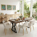 Table de salle à manger industrielle avec plateau effet bois et piètement métallique en X, table rectangulaire de taille fixe pour salle à manger ou cuisine