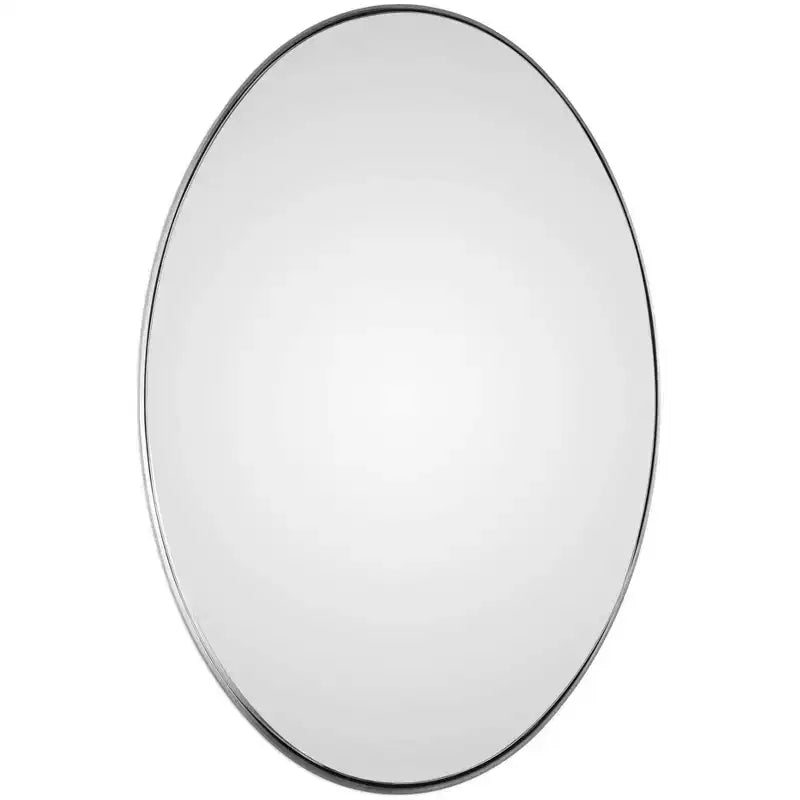 Uttermost Oval Vanity Decorative Wall Mirror Modern Plated Brushed Nickel Steel Frame 20 Wide for Bathroom Bedroom Living Room