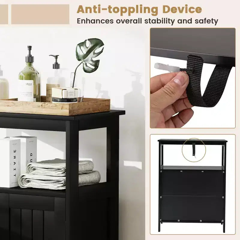 Meuble Bas de Salle de Bain à 2 Portes avec Étagère Réglable