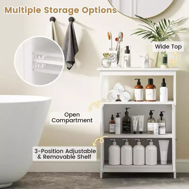 Meuble Bas de Salle de Bain à 2 Portes avec Étagère Réglable