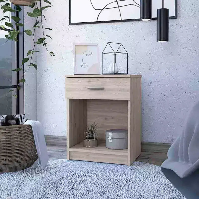 Designed for everyday convenience, this Pictor Nightstand, One Drawer, Lower Shelf, Superior Top offers a modern look with functional storage,.