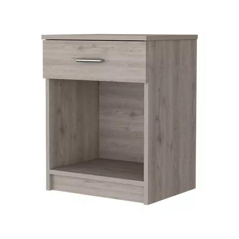 Conçue pour un usage quotidien pratique, cette table de chevet avec un tiroir, une tablette inférieure et un plateau supérieur offre un look moderne et un rangement fonctionnel.