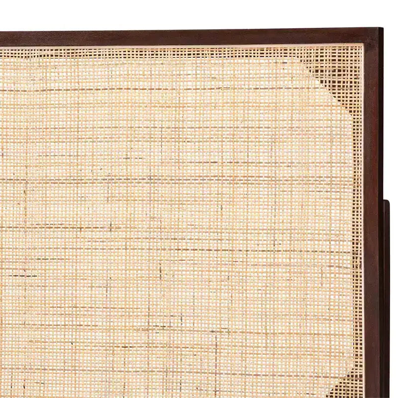 Tête de lit en bois et rotin naturel