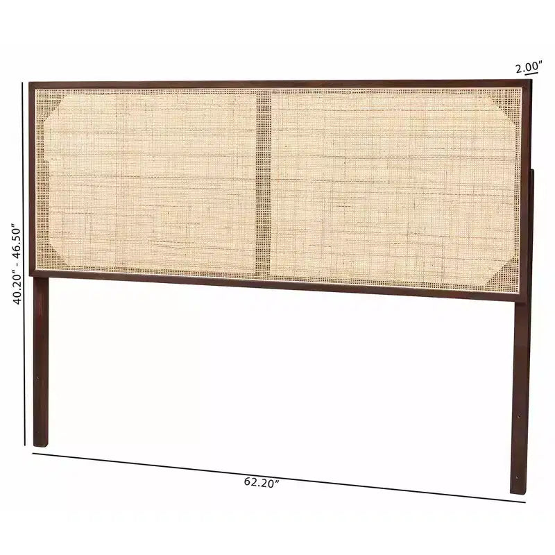 Tête de lit en bois et rotin naturel