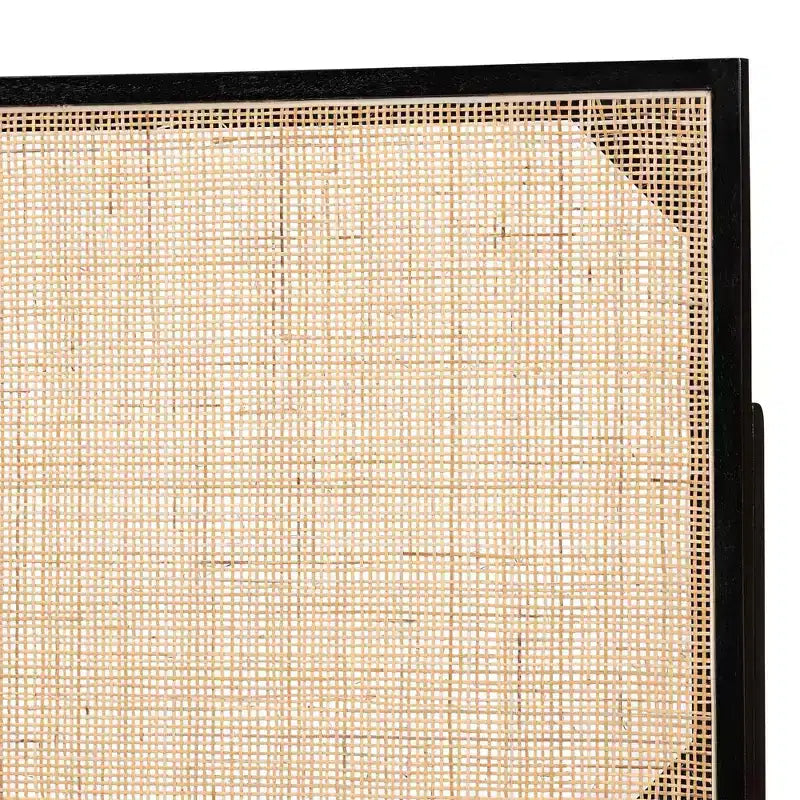 Tête de lit en bois et rotin naturel