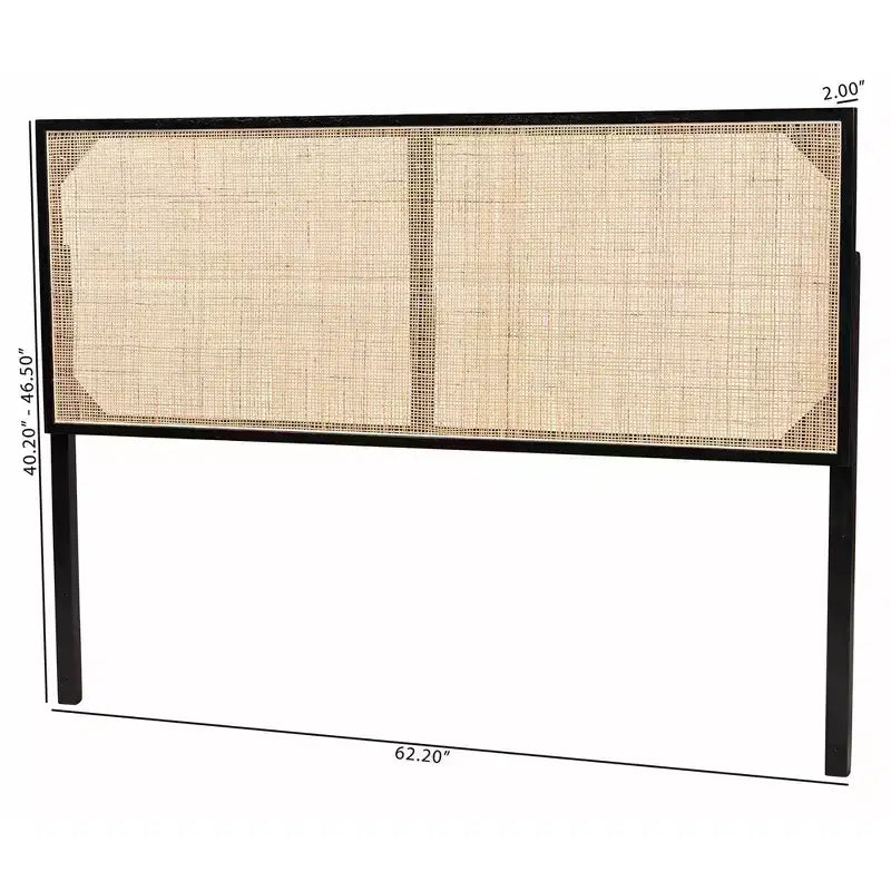 Tête de lit en bois et rotin naturel