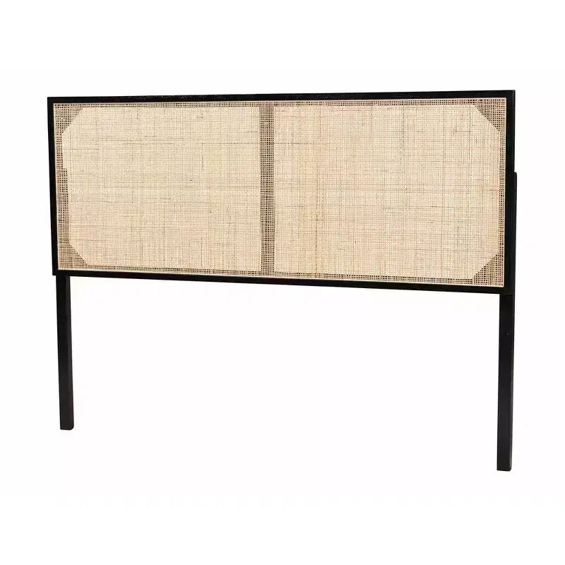 bali & pari Queen Aurelia Bayur Wood and Natural Rattan Headboard