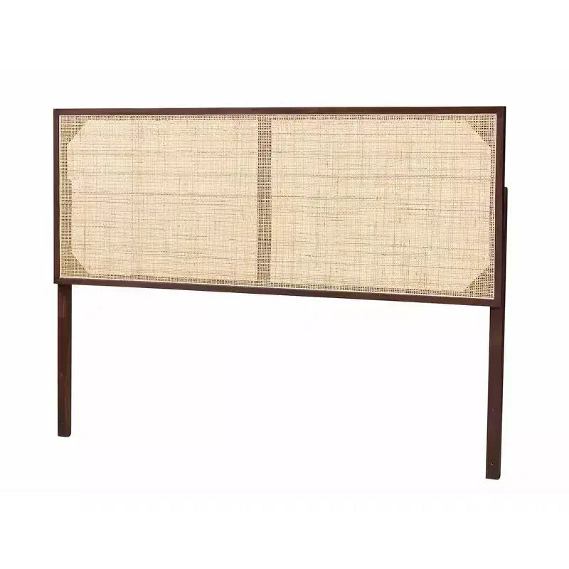 Tête de lit en bois et rotin naturel